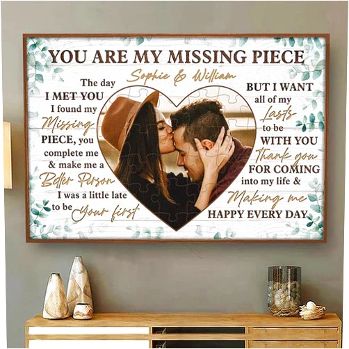 Vilmanaj Personalized You Are My Missing Piece Poster/Canvas-Art Picture Home Decor Wall Hangings Prints Custom Name Photo Valentine's Day Anniversary Birthday Christmas Gifts For Couple Him Her Husband Wife