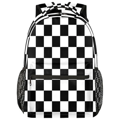TropicalLife Backpack for School, Checkerboard School Bag for Girls Boys, Lightweight Travel Bookbag Casual College Daypack for Women Men