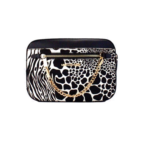 Michael Kors Women's Jet Set Item LARGE EAST WEST CHAIN Crossbody (Black/Gold)