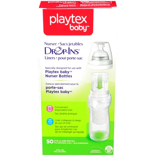 Playtex Baby Diaper Genie Playtex Nurser Drop-Ins Baby Bottle Disposable Liners, Closer to Breastfeeding, 8 Oz, 50 Count