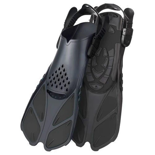 Amazqi Swim Fins, Snorkel Fins Travel Size Short Adjustable for Swimming Flippers Open Heel Snorkeling Diving Fins Fit for Men, Women and Kids