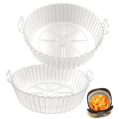Altalsby Air Fryer Silicone Liners 2 Pack, Altalsby 8 Inch Transparent Reusable Air Fryer Basket Liners for 3-5 QT Basket, Non-Stick Airfryer Silicone Pot Oven Liner for Ninja Air Fryer, Microwave Accessories