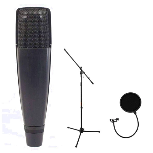 Sennheiser MD 421-II Cardioid Dynamic Microphone with Tripod Mic Stand & Pop Filter Bundle