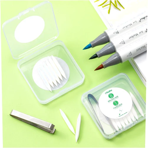 Ohuhu Honolulu 48 Pastel Colors Blossoming + 1 Colorless Blender + 8 Markers Replacement Super Brush Nibs of Honolulu & Honolulu B Series + A Tweezer included