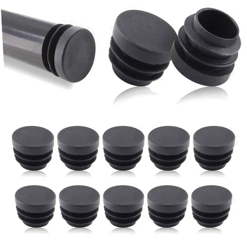 Piutouyar 12 Pack 1 Inch Round Plastic Plugs, Plastic Round End Caps, Black Round Tubing Plug, Pipe Tubing End Cap for Chair Table Stool Leg