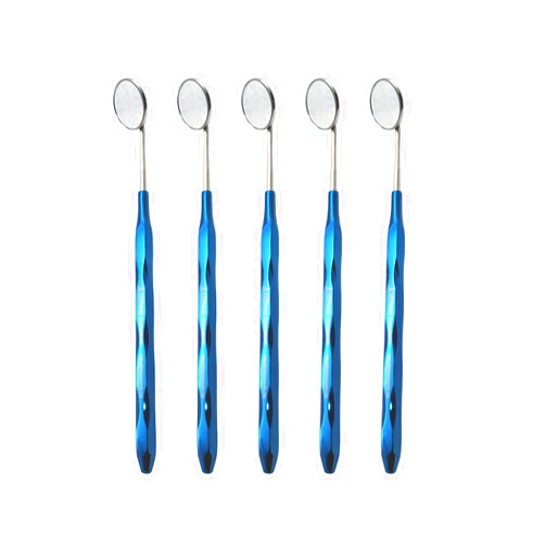 ARTMAN INSTRUMENTS Dental Mirror Stainless Steel with Blue Plasma Handle, Set of 5 Dental Mirrors Front Surface Rhodium Plasma Coated Cone Socket Threading