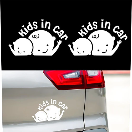 QZTYTY 2PCS Kids in Car Sticker Decal, Baby Car Decal, Waterproof Reflective Baby on Board Sticker Safety Sign for Car, Kids in Car Funny Vinyl Decal Universal Fit Car Windows and Bumpers
