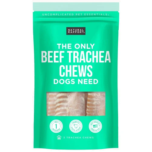 Natural Rapport Beef Trachea Dog Treats - The Only Beef Trachea Chews Dogs Need - All Natural Dog Treats for Small and Large Dogs (3 Chews)