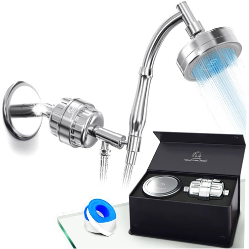 AquaHomeGroup Handheld Shower Head with Filter 20+3 Stage Filtration Shower Filter for Hard Water - Vitamin C,A and E infused Shower Water Filter with SPA Effect - High Pressure Shower Head with Hose