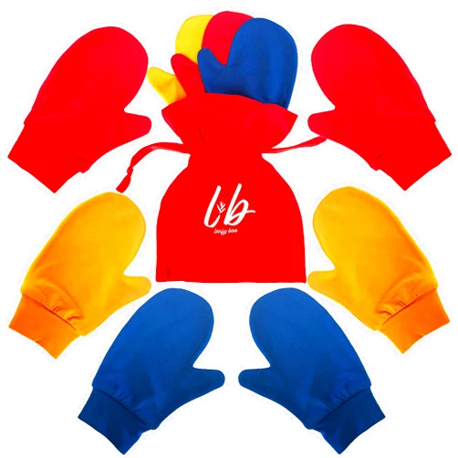 LEAFY BOO Bamboo Mittens for Eczema, Age 3-4 Kids, Dry Skin, Eczema Gloves, Overnight Moisturizing for Children, 3 Pairs