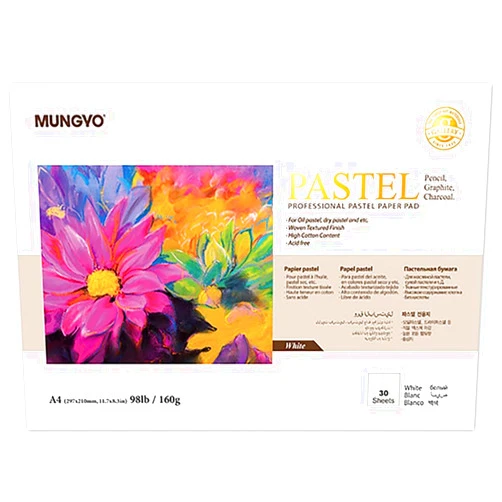 Eutuxia MUNGYO Professional Pastel Paper Pad. A4 Size Oil Pastel Paper, 30 Sheets (White), Drawing Board, Artist Paper, Art & Crafts, Hobby
