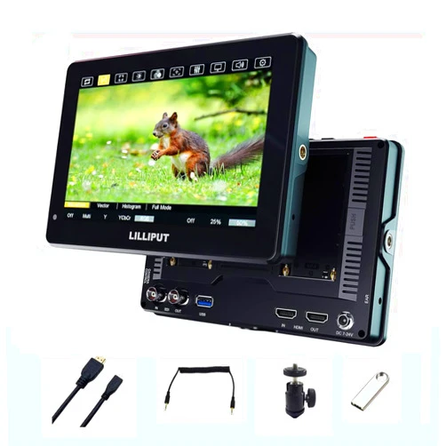 BAFONGCINE Lilliput HT7S 7 Inch Camera Field Monitor,Urtra Bright 2000 Nits 1920 * 1080 Touch Screen Director AC Monitor with 3G-SDI&HDMI Input/Output and Dual Battery Slot