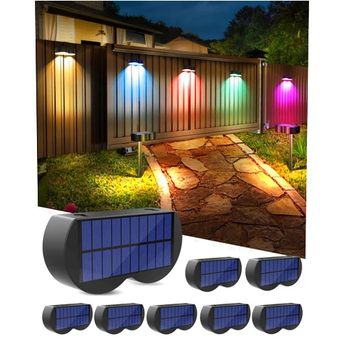 Amiluo 2-in-1 Solar Lights Outdoor 8 Pack with Ground Stakes, RGBWW 10 Fixed Colors & 5 Modes, Waterproof IP65 Solar Landscape Lighting, Spot Solar Lights for Outside Garden Lights for Walkway Driveway