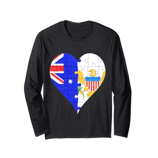 Australian Virgin Islander Designs By DNZ Australian Virgin Islander Flag Heart Long Sleeve T-Shirt