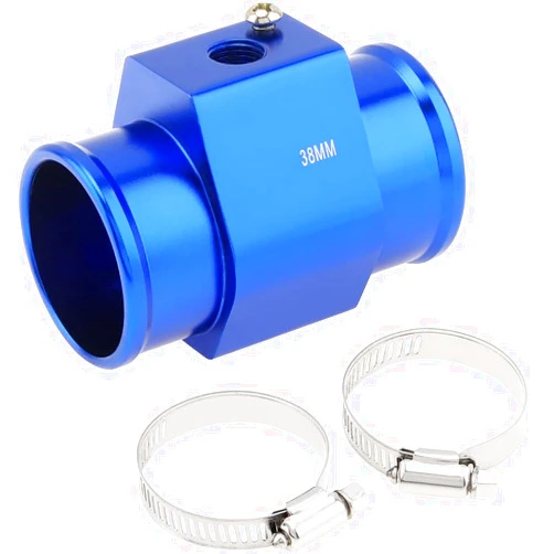 DriSentri Water Temp Joint Pipe, Radiator Sensor Adaptor, Water Temperature Temp Sensor Guage Adapter 38mm Aluminium with Clamps