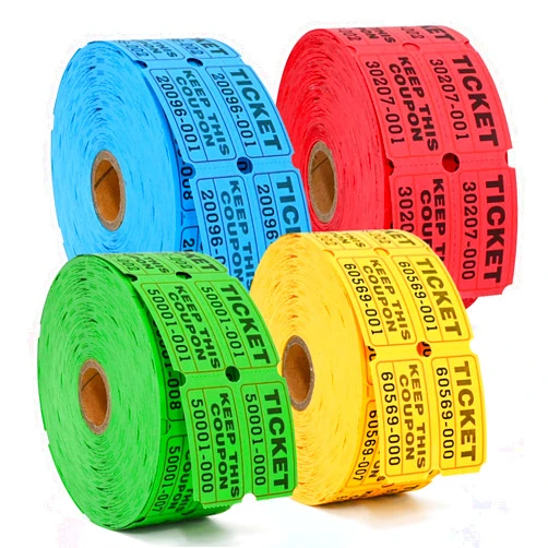 L LIKED 4000 Pairs Double Raffle Tickets - 4 Assorted Colors (Blue, Yellow, Red, Green), 1000 Tickets per Roll for Events, Fundraisers & Parties