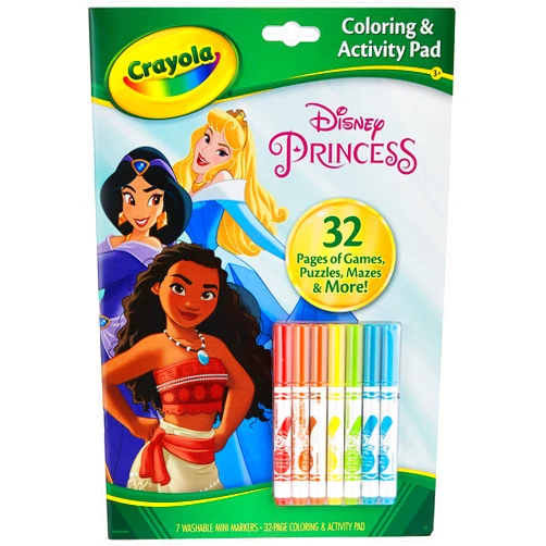 Crayola Disney Princess Color & Activity Book, 32 Coloring Pages & 7 Mini Markers, Gift for Kids, Packaging May Vary
