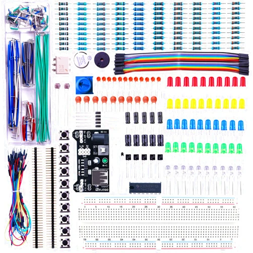 ELEGOO Upgraded Electronics Fun Kit w/Power Supply Module, Jumper Wire, Precision Potentiometer, 830 tie-Points Breadboard Compatible with Arduino, STM32