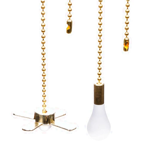 Aoprofree Ceiling Fan Pull Chains 13.6 Inches Fan Pulls Set with Connector 3mm Diameter Beaded Ball Fan Pull Chain（Brass）