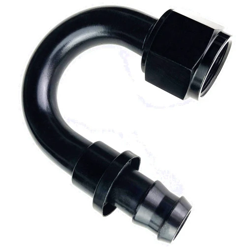 AFATEBOX 6AN 180 Degree AN-06 Female Swivel Push-on/Lock Hose Barb Fuel Oil Line Fitting End Aluminum U-Type Black