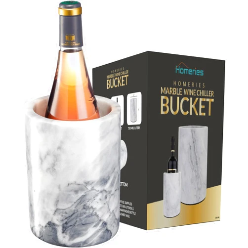 Homeries Marble Wine Chiller Bucket - Wine & Champagne Cooler for Parties, Dinner – Keep Wine & Beverages Cold, Wine Chillers for Bottles – Holds Any 750ml Bottle - Ideal Gift for Wine Enthusiasts