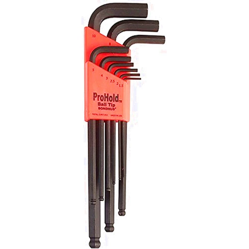 Bondhus 74999 Set of 9 Balldriver L-wrenches with ProHold Tip, sizes 1.5-10mm