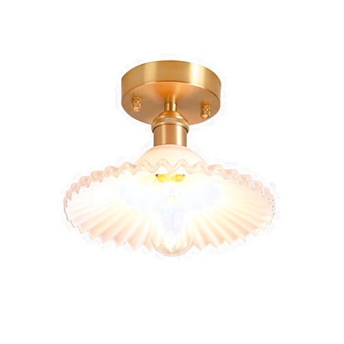 JANXLE Morden Semi Flush Mount Ceiling Light Glass Lamp Shade Minimalist Close to Ceiling Lights Brass Flush Mount Pendant Lighting for Bedroom Hallway Kitchen Study Room