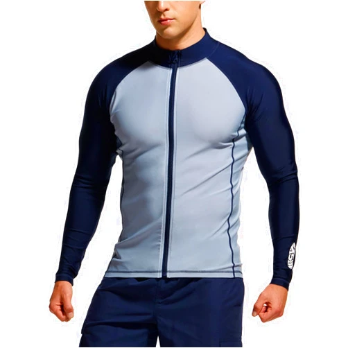 TSLA Men's Long Sleeve Zip Rash Guard, UPF50+ UV/Sun Protection Quick Dry Swim Shirts