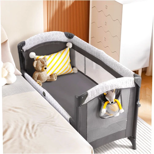 ELEMARA 3 in 1 Wide Baby Bassinet with Ajustable Side,2024 All Mesh Bedside Sleeper with Mattress,Sheet,Storage Pocket,Wheels and Trap,Playpen Travel Crib Bed with Bag