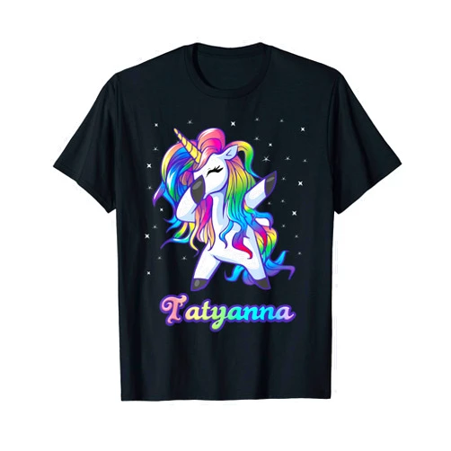 Unicorn Personalized Name Custom Clothing TATYANNA Name Personalized Custom Rainbow Unicorn Dabbing T-Shirt