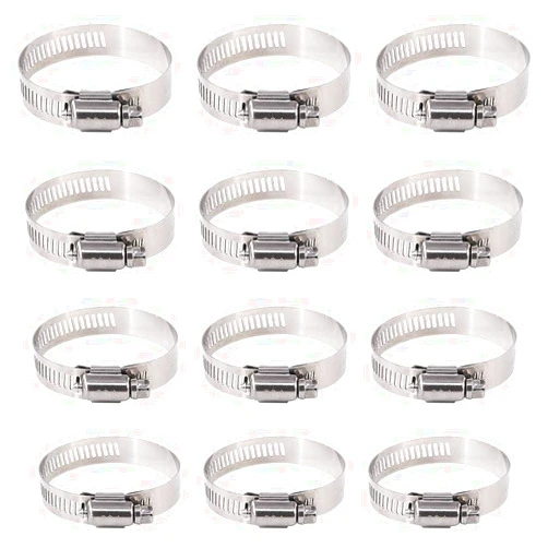 Rustark 25-Pcs Adjustable [33 to 57mm] Range Worm Gear Hose Clamp Fuel Line Clamp Assortment Kit for Plumbing - 304 Stainless Steel