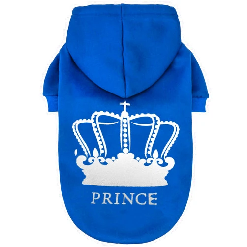 EXPAWLORER Prince Dog Hoodie for Boy - Hooded Sweater with Leash Hole, Cold Weather Clothes, Sweatshirt with Pocket, Pet Warm Outfit, Winter Coats for XS-XXL Dogs