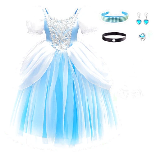 CQDY Cinderella Dress for Girls Princess Toddler Costume Blue Fairy Fancy Dress Halloween Birthday Party Outfits Clothes