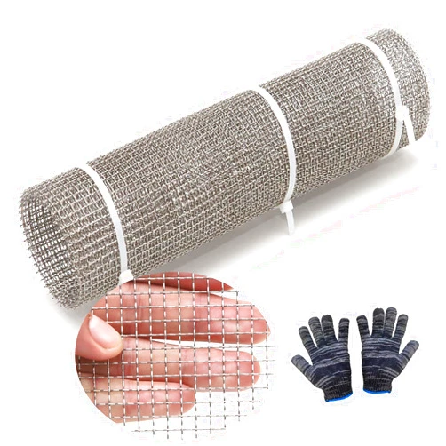 AWIORETON Wire Mesh 5 Mesh, 2 Pcs 304 Stainless Steel 12x40 Inch Woven Wire Mesh Screen, Sturdy Metal Mesh Sheets to Prevent Mice, Rodents, Spiders, Squirrels