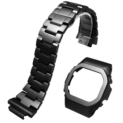 Korlexchi Metal Watchband and Watch Case For Casio For G-shock DW-5600 GW-B5600 GWX/GB-5600 DW-5000 5025 5030 5035 Men's Bracelet Strap Band With Watch Bezel Lightweight Aluminum
