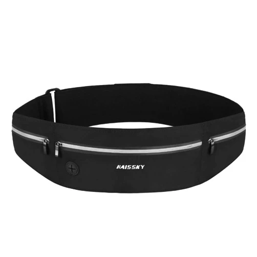 GUZACK Slim Running Belt for Phone 6.8'', Ultra Light Running Belts for Women/Men, Zipper Waterproof Running Waist Pack, Reflective Running Fanny Pack With 3 Separate pouch