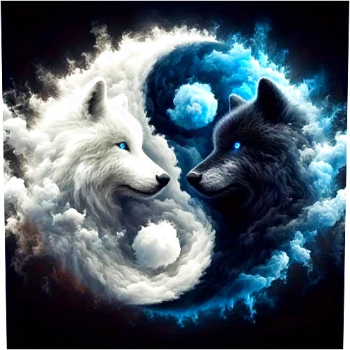 JFYHAB DIY 5D Fox Diamond Painting Kits for Adults Diamond Art Taichi Fox Diamond Painting Full Drill Crystal Rhinestone Embroidery Craft Kits White Black Fox for Home Wall Decor Gifts 12x12inch