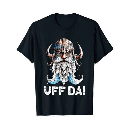Scandinavian Quotes Christmas Gift Ideas Uff Da Norwegian Quote Scandinavian Viking Helmet Beard T-Shirt