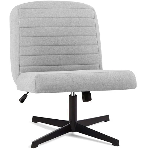VECELO Armless Criss Cross Chair Legged No Wheels, Swivel Height Adjustable Fabric Wide Seat for Make Up/Bedroom/Small Space