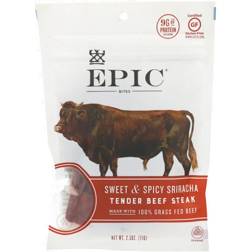 EPIC Sriracha Beef Bites, Grass-Fed, Whole30, 2.5oz
