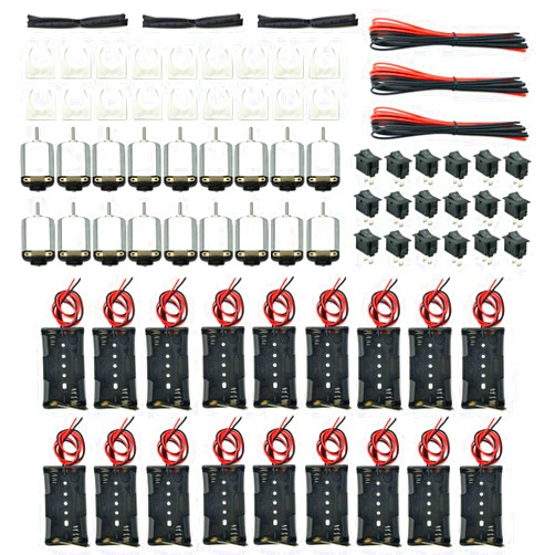 EUDAX 18 Set DC Motors Kit,Mini Electric 1.5-3V 24000RPM Hobby Motor with AA Battery Holder for STEM DIY Toy