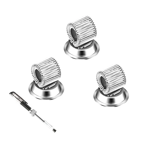 Medsuo 3pcs Strong Magnetic Single Pen Holders Organizer Clips with Adjustable Spring Loop Fit for Any Size Pens Removable Push Pins on Refrigerator, Whiteboard, Erase Board and Bulletion Board