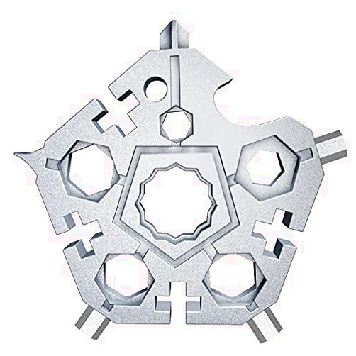 AMOMKET 23- in-1 Pentagonal Pocket Tool, 2021 Snowflake Multitool Tool with Stainless Steel, Outdoor Tool for Drill Drive, Screwdriver, Bottle Opener, Wrench, Bicycle Spokes, ETC Gifts for Father Boyfriend