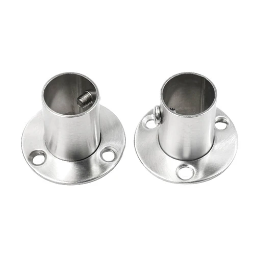 BMZLZH 2PCS 19-25mm Stainless Steel Pipe Bracket Dia Tube Support Flange Seat for Wardrobe Hanging Rail Rod Pole Socket End Holder(19.5mm)