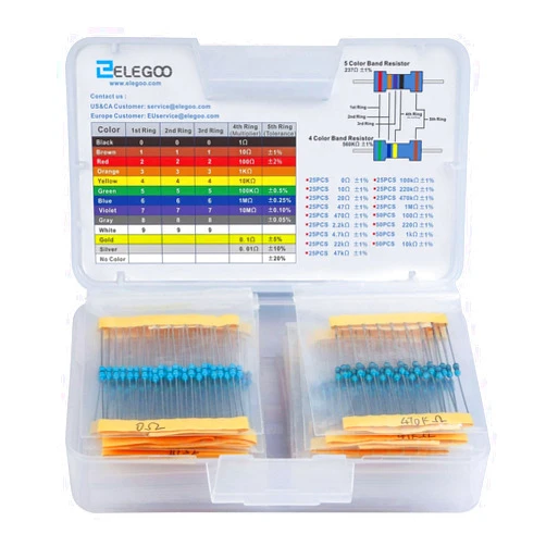 ELEGOO 17 Values 1% Resistor Kit Assortment, 0 Ohm-1M Ohm (Pack of 525) RoHS Compliant for Electronic Projects