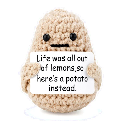 TOYMIS 3 inch Life Interesting Knitted Positive Potato Mini Funny Positive Potato, Creative Cute Wool Funny Knitted Positive Potato for Birthday Gifts Party Decoration