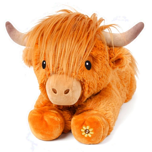 Cuckool Music Highland Cow Brown Stuffed Animals for Kids, Farm Cow Plush Toy for Anxiety with Mooing Sound, Soft Cuddly Plushie Toys Gift for Boys Girls, Decoration Bedtime Highland Cattle, 14 Inches