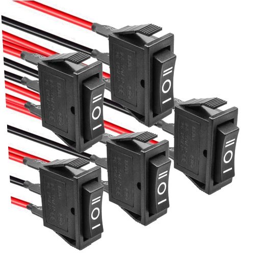 QTEATAK 5Pcs SPDT 3 Pins 3 Position Pre-Wired ON/Off/ON Toggle Rocker Switch AC 15A/250V 20A/125V for Car Boat KCD3