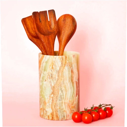 Cook Eat Serve Craft Natural Onyx Stone Utensil Holder