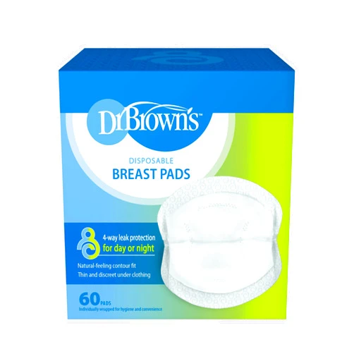 Dr. Brown's Disposable One-Use Absorbent Breast Pads for Breastfeeding and Leaking - 60pk